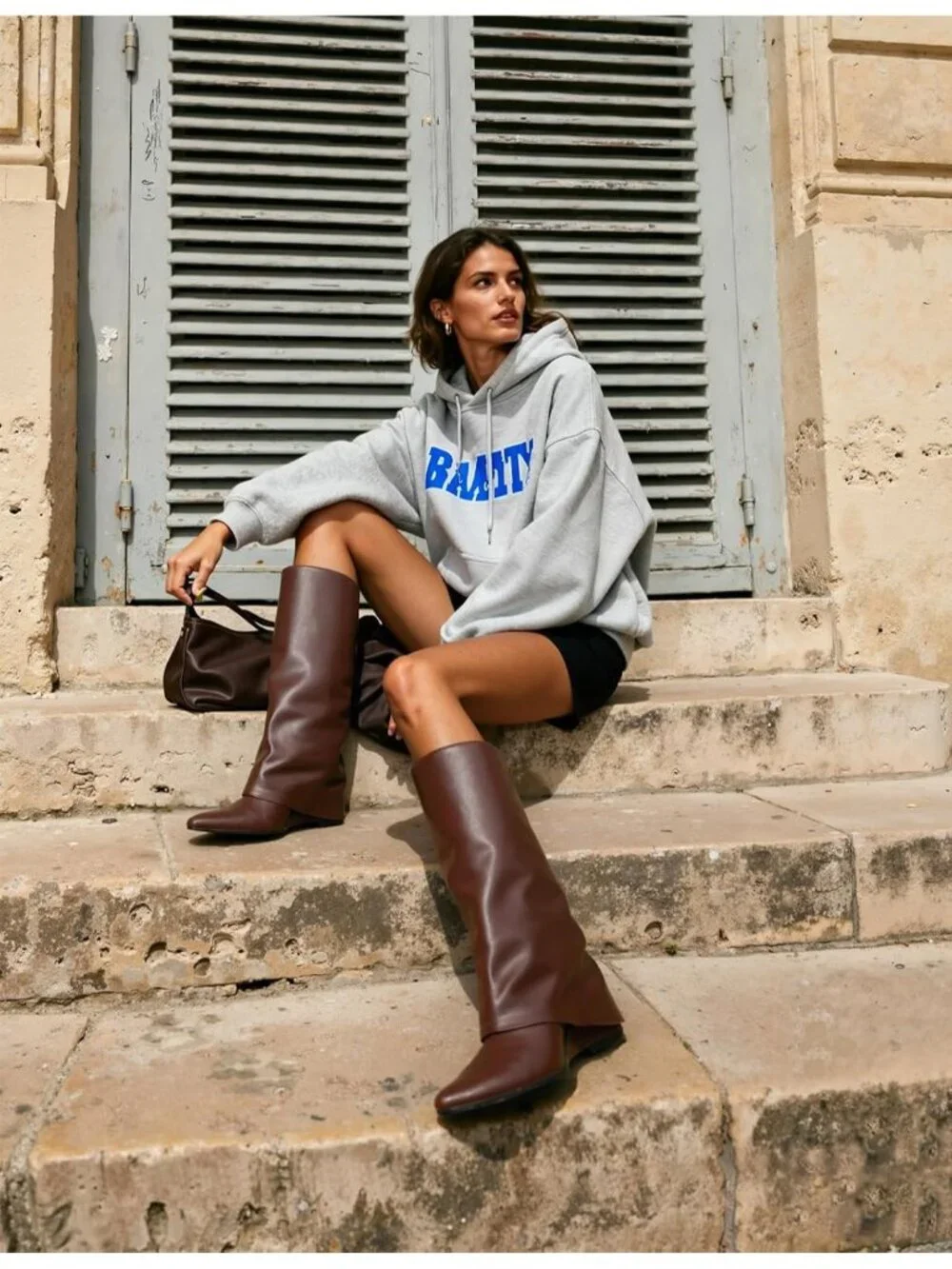 Women's Light Brown Pu Wedge Heel Pointed Toe Faux Leather Over The Knee Boots